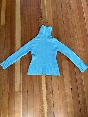 Aqua Sky Blue Ribbed Turtleneck Sweater cashmere